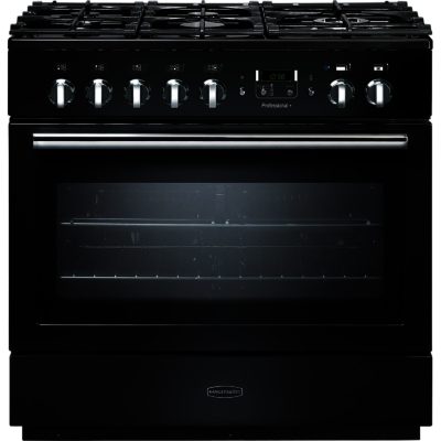 Rangemaster Professional+ FX  90cm  91130 Dual Fuel Range Cooker in Gloss Black with FSD Hob